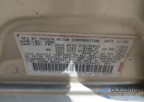 2001 Toyota Rav4 из США, поврежденный, VIN JTEHH20V110054472